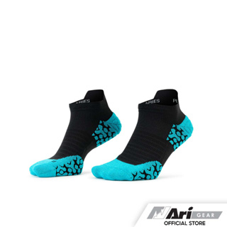 ARI CUSHION RUNNING TAB SOCKS - BLACK/CYAN BLUE/SILVER ถุงเท้า อาริ คูชั่น สีดำ