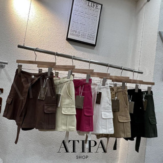 Atipashop - CARGO SHORT PANTS กางเกงคาร์โก้ ทรงขาสั้น มีหลายสีให้เลือก