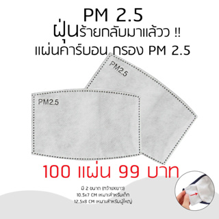 แผ่นกรองฝุ่น PM25 สามารถใส่ในหน้ากากอนามัยเปลี่ยนได้ 100 ชิ้น