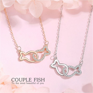 s925 Couple fish สร้อคอเงินแท้ ปลาคู่รัก ประดับ Cubic Zirconia (CZ)