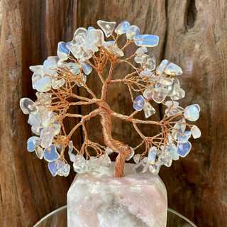 ต้นไม้บอนไซ ลวดดัด หินนำโชค หินมงคล โอปอล Opal gemstone wire tree