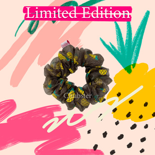 สีน้ำตาลลายสับปะรด mini-10cm. ยางรัดผม Scrunchies ยางรัดผมโดนัท