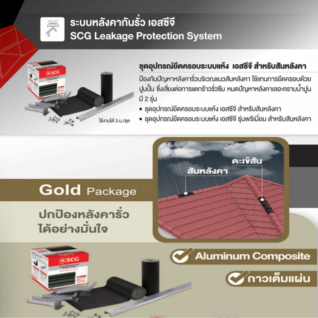 ดรายเทคซิสเต็ม-scg-ชุดอุปกรณ์ยึดครอบระบบแห้ง-สำหรับหลังคาคอนกรีต-สันหลังคา-รวมซีลาย-3-เมตร-ตัดแบ่งท่อนละ-1-5ม