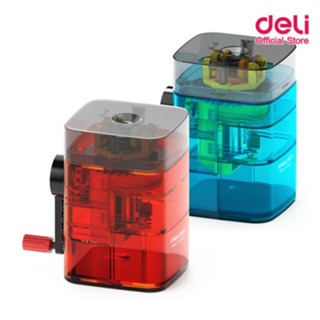 Deli 71162 Pencil sharpener Semi Auto เครื่องเหลาดินสอกึ่งอัตโนมัติแบบใส เหมาะสำหรับเด็ก กบ กบเหลาดินสอ เครื่องเหลาดินสอ