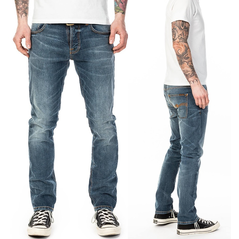 Nudie Jeans Grim Tim Worn Blue | Shopee Thailand