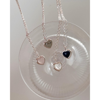 (โค้ด X8SFXJ ลด 20%) A.piece  สร้อยเงินแท้ [all silver 925+mineral stone] Heart stone necklace(463-464)