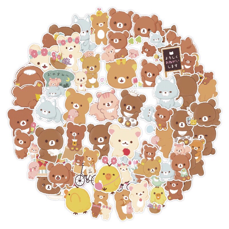 พร้อมส่ง-สติ๊กเกอร์ลายริลัคคุมะ-สุดน่ารัก-สติ๊กเกอร์กันน้ำrilakkuma-เซต60ชิ้น