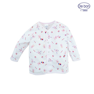 De bon  By Enfant เสื้อกระดุมผ่าหน้าแขนยาว  สีชมพู พิมพ์ลายน้องหมี ปาร์ตี้ ไซส์ 80 เหมาะสำหรับเด็ก 6-12 เดือน