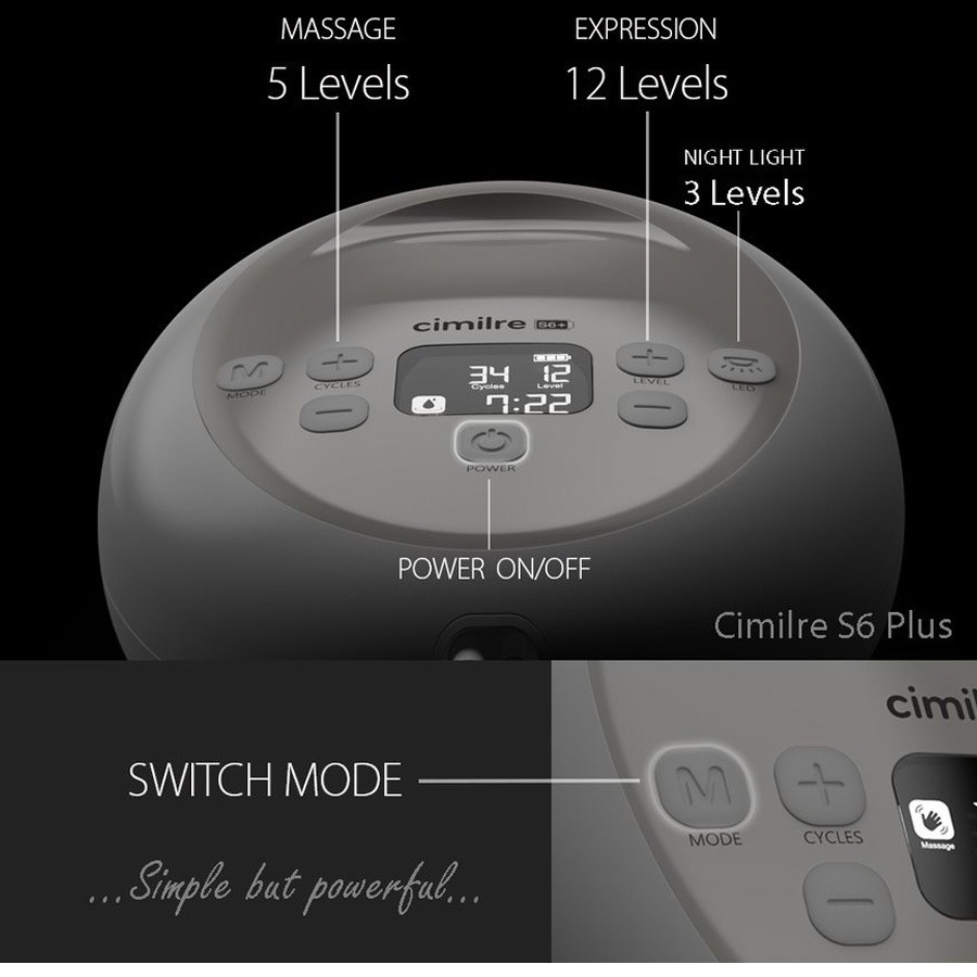 cimilre-s6-plus-เครื่องปั๊มนมไฟฟ้า-เกรดโรงพยาบาล-แบบปั๊มคู่-พร้อมขวดนมสีขุ่น