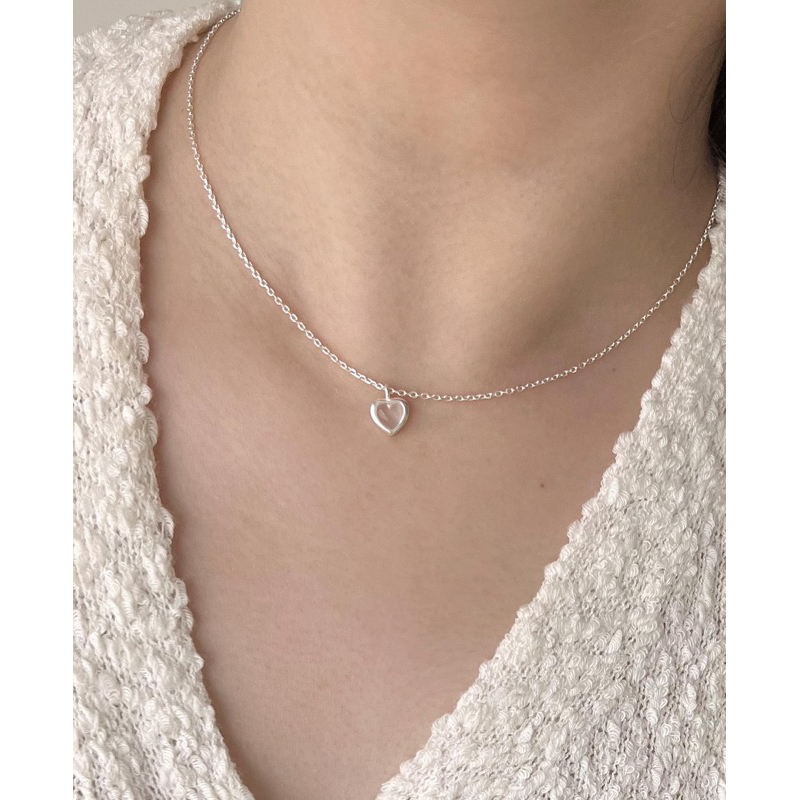 โค้ด-x8sfxj-ลด-20-a-piece-สร้อยเงินแท้-all-silver-925-mineral-stone-heart-stone-necklace-463-464