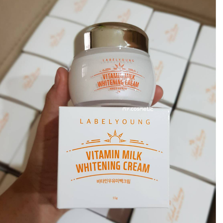 ภาพสินค้า( แท้ / พร้อมส่ง ) ครีมหน้าสด LABEL YOUNG Vitamin Milk Whitening Cream 55gของแท้มีใบการันตีเกาหลี จากร้าน my.cosmetic บน Shopee ภาพที่ 9