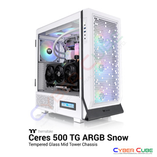 Thermaltake Ceres 500 TG ARGB Snow Tempered Glass Mid Tower Chassis - White ( เคส ) Case