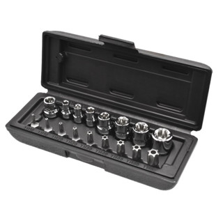 ชุดลูกบ๊อกซ์ E และหกเหลี่ยม 17 ชิ้น ( E She Socket &amp; Tamper Proof Hexrobe Bit 17Pcs Set )