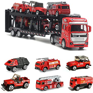 Popgaga trailer minicar set large trailer alloy minicar fire truck set car toy gift direct from Japan