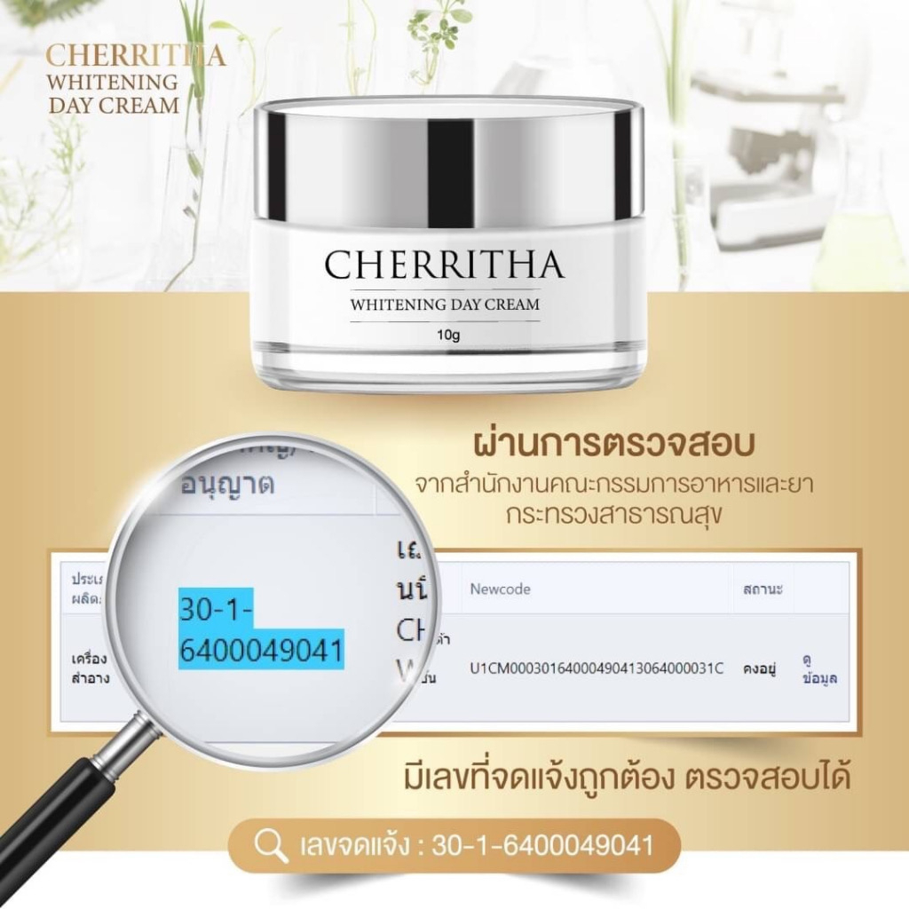 เฌอริตา-ของแท้-ขนาด-10-กรัม-cherritha-whitening-day-cream-เฌอริตากลางวัน-เฌอริตาของแท้