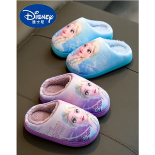 รองเท้าแตะ รองเท้าใส่ในบ้าน Disney Elsa Princess Winter ผ้าฝ้าย สำหรับเด็ก11-12 ปี พื้นนิ่ม กันลื่น น้ําหนักเบา พร้อมส่ง
