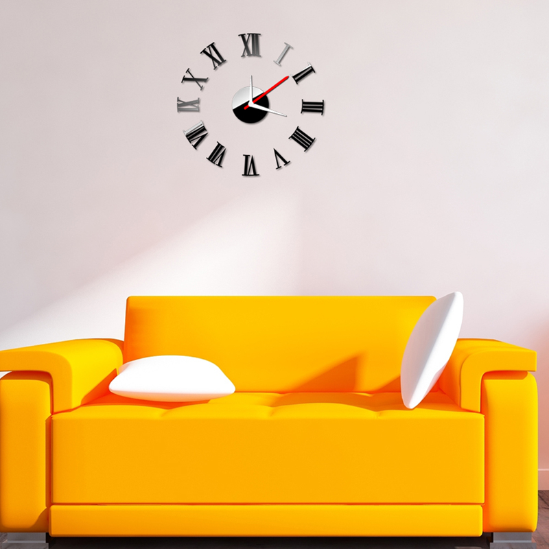 นาฬิกาติดผนัง-เลขโรมัน-ของแต่งบ้าน-ยอดฮิต-diy-wall-clock-1219-สีดำ