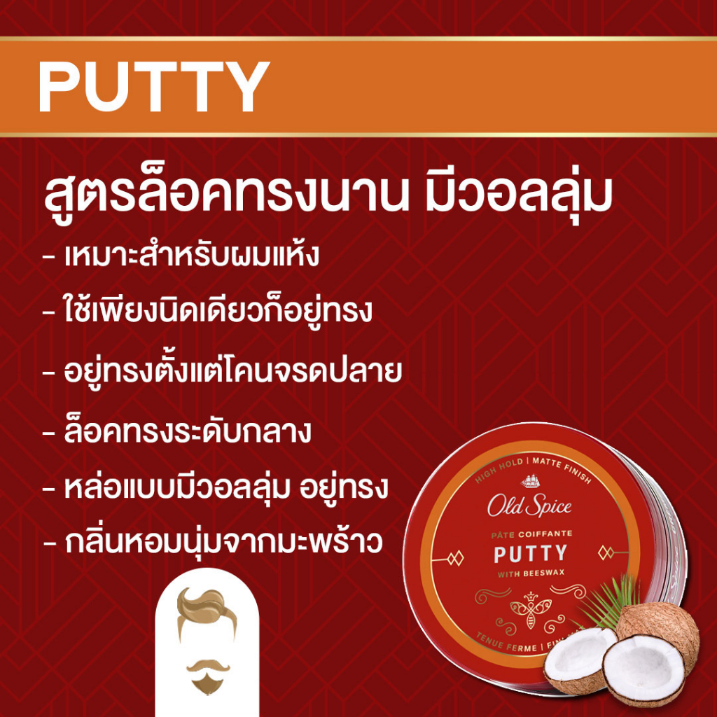 ภาพหน้าปกสินค้าOld Spice Hair Styling แว๊กส์ ผลิตภัณฑ์จัดแต่งทรงผม Putty for Men 2.22 oz จากร้าน themyth_oldspice บน Shopee