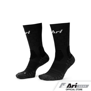 ARI ELITE FOOTBALL CREW SOCKS - BLACK/WHITE ถุงเท้าสั้น อาริ อีลิท สีดำ