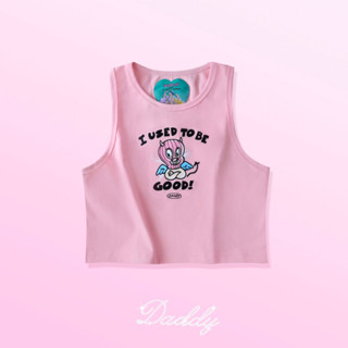 DADDY | I Used To Be Good Crop Top เสื้อกล้ามครอปท็อป สกรีนเด็กกามเทพ สีชมพู