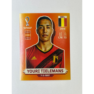 สติ๊กเกอร์สะสม Youri Tielemans ฟุตบอลโลก Worldcup 2022 belgium ของสะสมทีมฟุตบอล เบลเยี่ยม เบลเยียม