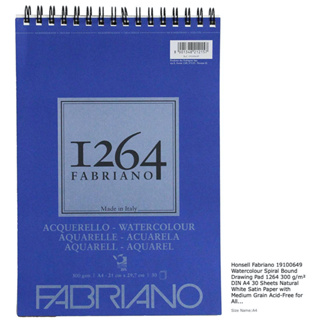 Fabriano สมุด สมุดสีน้ำริมลวด cotton25% 300G A4 30 แผ่น จำนวน 1 เล่ม