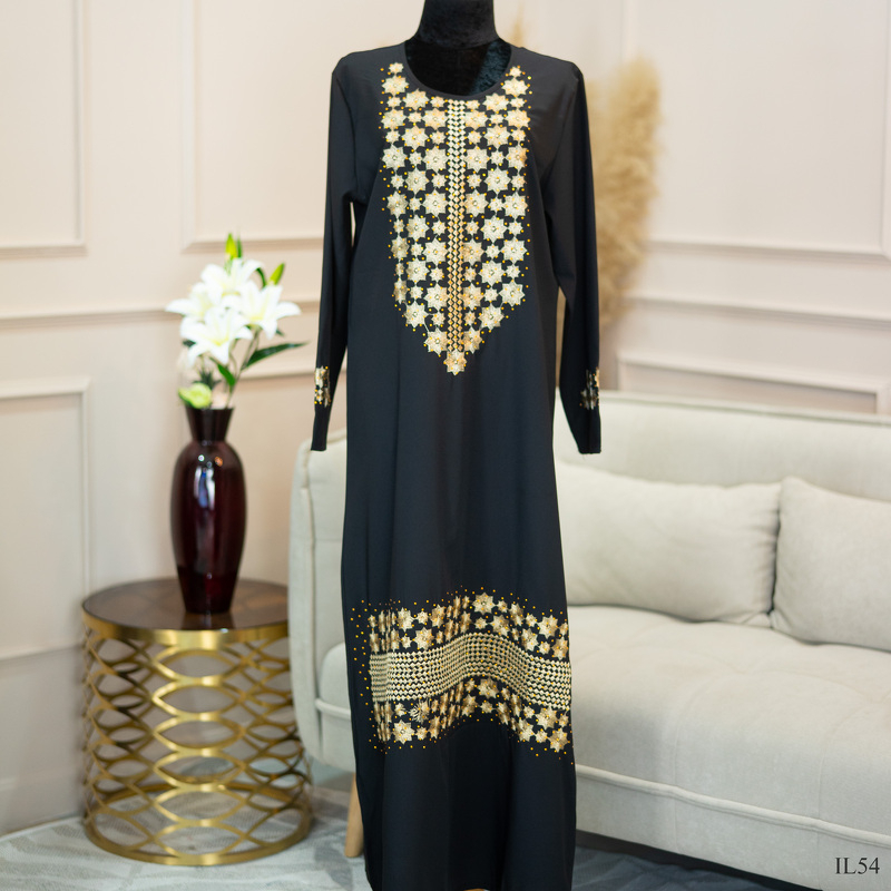 il54-อาบายาสีดำ-งานนำเข้าจากอินโดนีเซีย-ชุดเดรส-มุสลิม-อิสลาม-เสื้อผ้าผู้หญิงมุสลิม-ชุดออกงาน-ชุดรายอ-ฮิยาบ