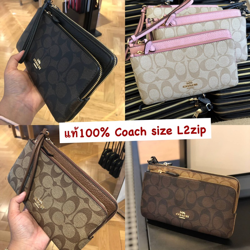 รูปภาพของCOACH Double Zip Wallet In Signature Canvas C5576 (กระเป๋าคล้องมือ2ซิป SizeL)ลองเช็คราคา