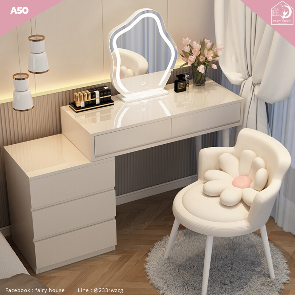 ออกใบกำกับได้-โต๊ะเครื่องแป้ง-มินิมอล-มีช่องเก็บของ-a50
