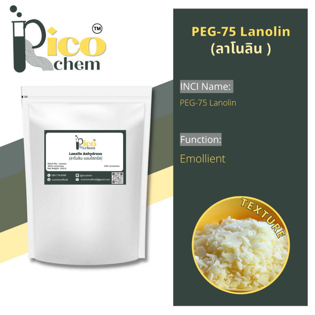 PEG75 Lanolin ลาโนลิน 100 กรัม สำหรับแชมพู ครีมนวดผม Shopee Thailand