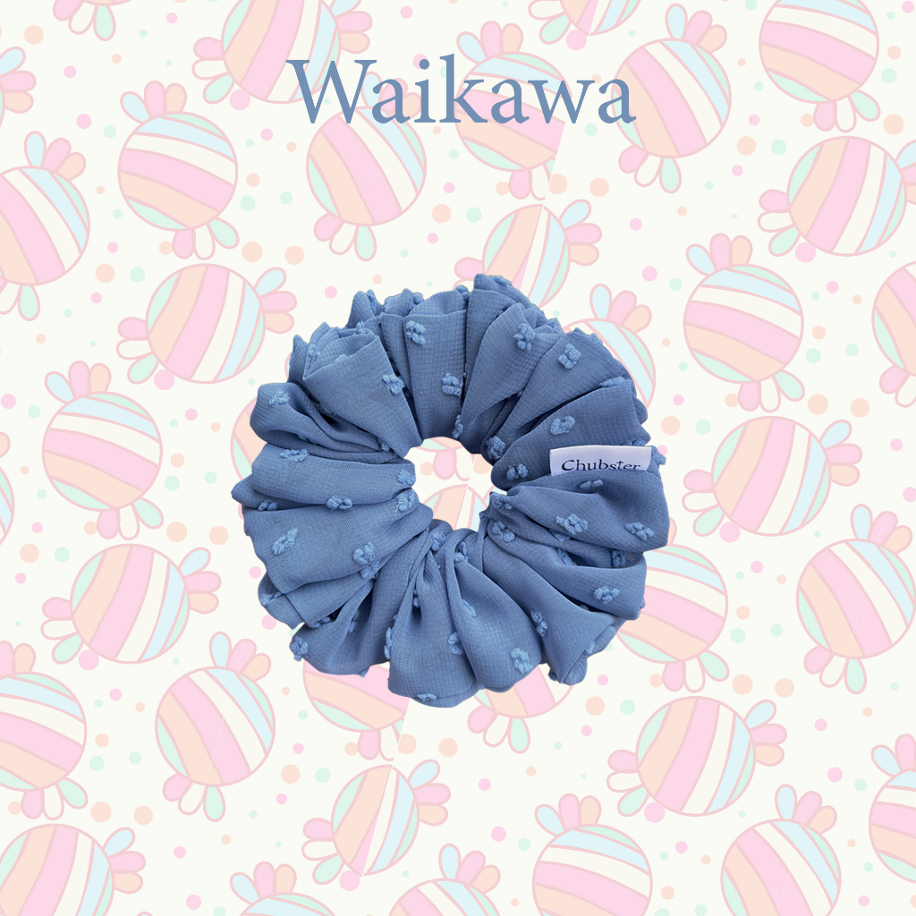 waikawa-12cm-ยางรัดผมผ้าชีฟองจุด-รุ่น-candy-scrunchies-ยางมัดผม-ยางรัดผมโดนัท