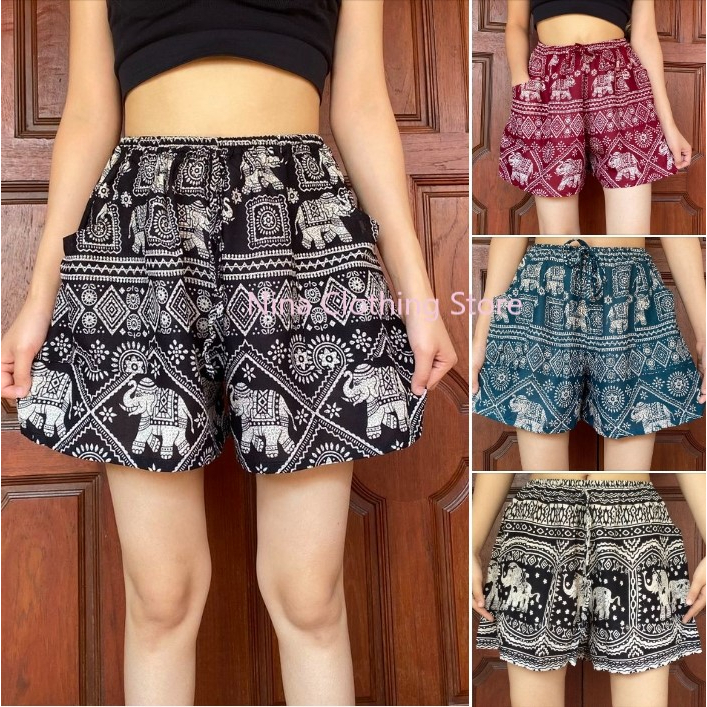 ภาพหน้าปกสินค้าElephant pants Thai pants Shorts กางเกงขาสั้น กางเกงลายช้าง มีหลายลายให้เลือก จากร้าน ninarcp บน Shopee