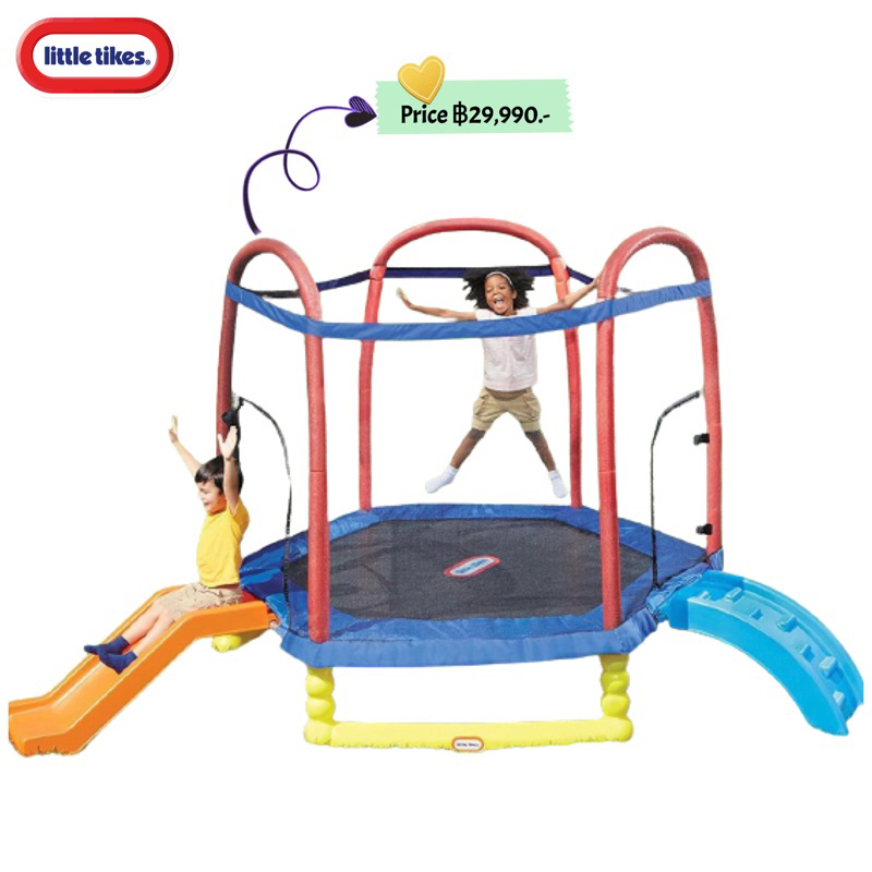 แทรมโพลีน-มาใหม่-ใหญ่มากกก-มีสไลเดอร์-ยี่ห้อ-little-tikes-climb-n-slide-7ft-trampoline