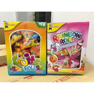 เยลลี่เรนโบว์/ฟรุตโรล(Rainbow/Fruit Roll) 1 กล่อง บรรจุ 60 ชิ้น