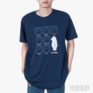 DOSH UNISEX T-SHIRTS WE BARE BEARSเสื้อยืดคอกลมแขนสั้น 9DBBMT5016-NV