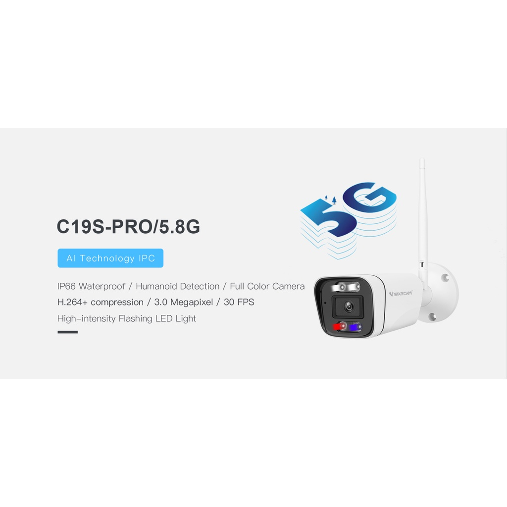 ภาพสินค้าVstarcam C19SPLUS / C19S-PRO 3.0MP / 5.8G กล้องวงจรปิดกล้องใช้ภายนอกรุ่น H.264+มีระบบAIสัญญาณเตือนภัย จากร้าน libkkshop บน Shopee ภาพที่ 4
