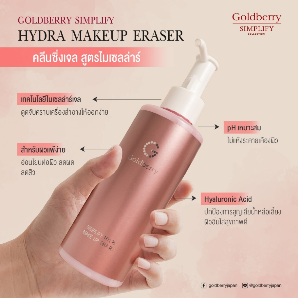 goldberry-simplify-hydra-make-up-eraser-โกลด์เบอรี่-ซิมพลิไฟน์-ไฮดรา-เมคัพ-อิเรเซอร์-คลีนซิ่งเจล-185ml