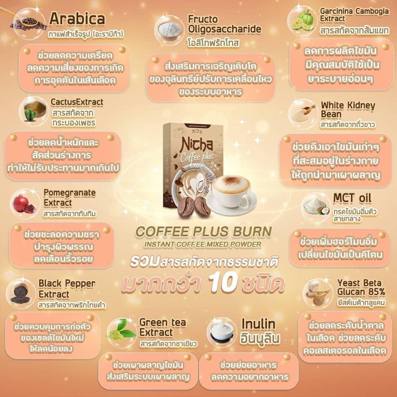 พร้อมส่ง-กาแฟเจียมอส-โกโก้เจียมอส-nicha-coffee-plus-burn-1กล่อง10ซอง