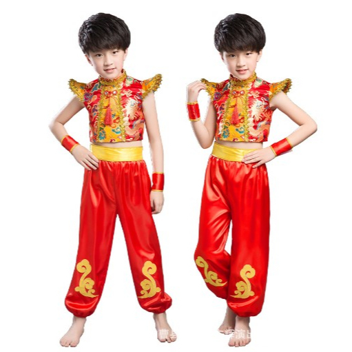 พร้อมส่ง-ชุดจีนเด็กชาย-ชุดจีนเทศกาลตรุษจีน-ชุดจีนเด็กสำหรับการแสดง-ชุดอาเซียนจีน