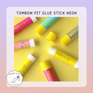 Tombow Pit Glue Stick S Neon yellow (10g.) // ทอมโบว์ พิท กาวแท่งสีเหลืองนีออน ขนาด 10 กรัม
