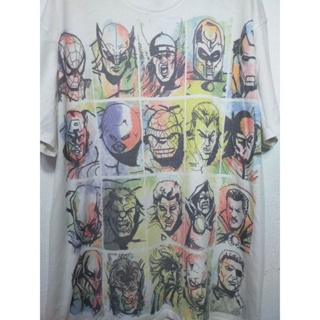 เสื้อยืด มือสอง ผ้าขาว ลายการ์ตูน Marvel อก 46 ยาว 29