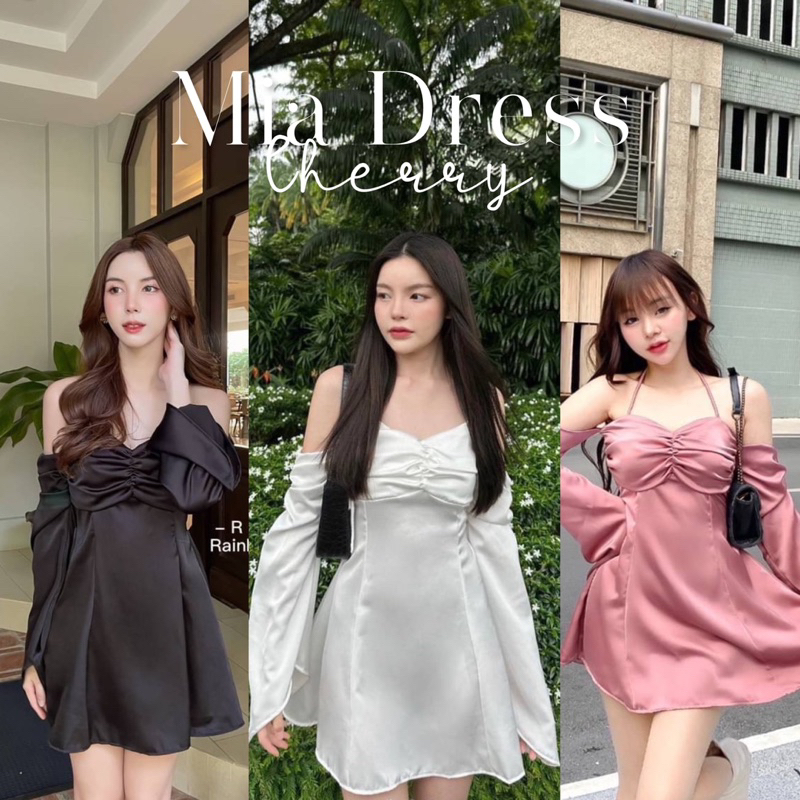 mia-dress-เดรสซาตินคุณหนู-ผ้าเนื้อดี-หรูหรา