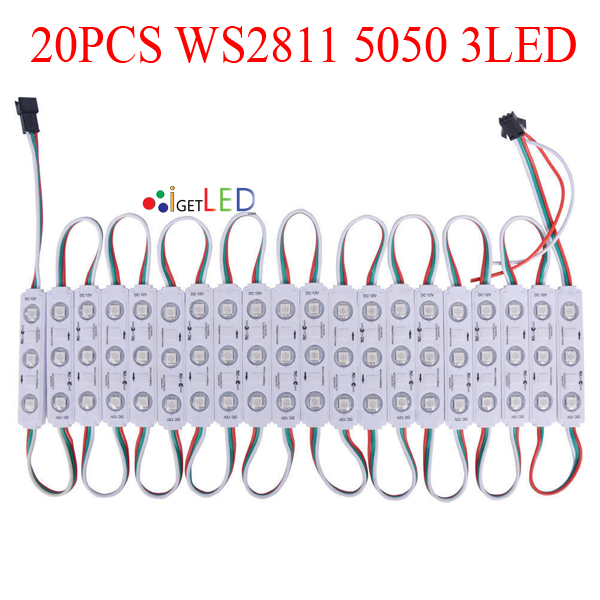 20ชิ้น-1แผง-ws2811-5050-3led-12v-led-strip-module-rgb-full-color-กันน้ำ-หลอดไฟ-โมดูล-ip65-ไฟป้ายโฆษณา-ไฟด้านหลัง
