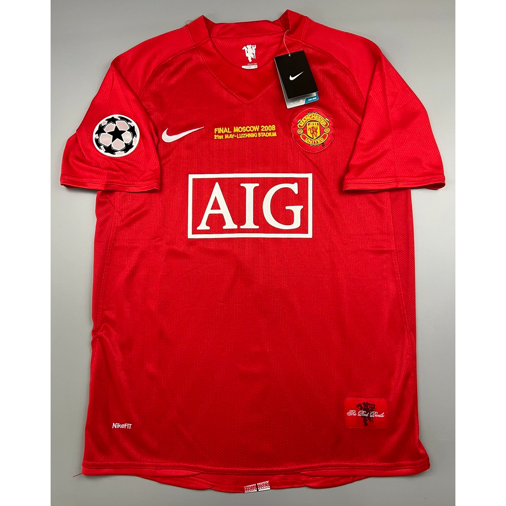 เสื้อบอล-ย้อนยุค-แมนยู-2007-เหย้า-retro-manchester-united-home-พร้อมเบอร์ชื่อ-7-ronaldo-อาร์มยูฟ่า-แชมเปี้ยนลีค