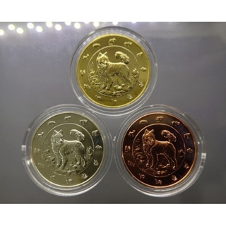 เหรียญปฏิทิน ที่ระลึก ประจำปีนักษัตร ปีจอ (ปีหมา) ครบชุด เนื้อทองแดง ชุบเงิน ชุบทองแดง ชุบกะไหล่ทอง ปี พศ.2561ไม่ผ่านใช้
