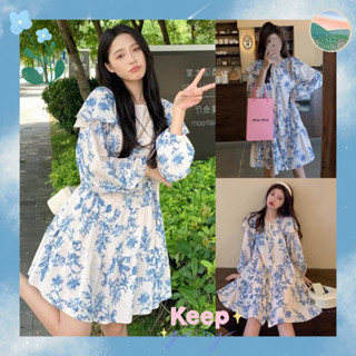 🕊 ᴅʀᴇss เดรสลายดอกไม้ ดีเทลกระดุมผ่าหน้าแกะได้จริง มีเชือกรูดที่คอปรับรอบคอได้