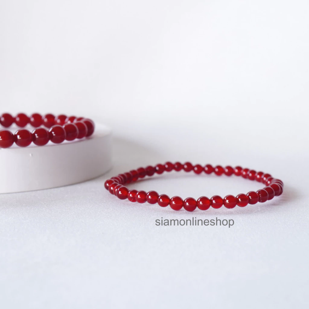 CARNELIAN หินคาร์เนเลียน เลือกขนาดเม็ดหินได้ (4, 6 มม.) หินแห่งความอวยพร สร้อยข้อมือหินแท้ https://wayoza.com