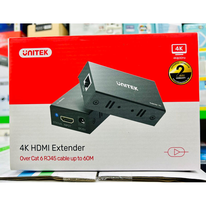 V100A HDMI Extender Over Cat6 RJ45 up to 60M. Unitek Shopee Thailand