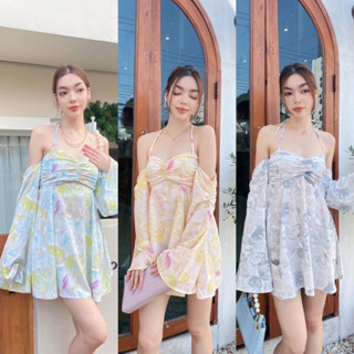 DRESS 💐 รอบก่อนใครพลาด รอบนี้ห้ามพลาดค่ะ มีสีใหม่มาเพิ่มด้วย แขนจีบ คล้องคอ ตัวนี้แขนสวยมากๆ มินิเดรสสุดหวาน เข้ารูป