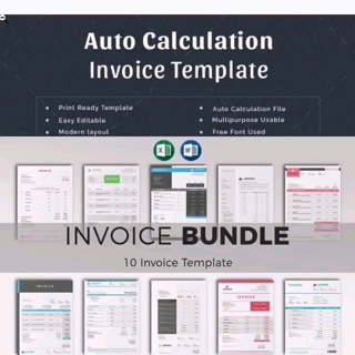 Auto Calculation 10 Sets Invoice Template Auto Calculation Microsoft Excel Microsoft Word